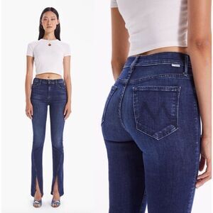 Mother sz 34 The Rascal Sliced Up Heel Dark Denim Flare Jeans Pants NWT $208